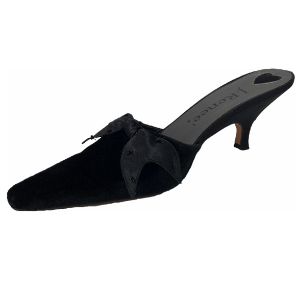J.Renee Shoes J Renee Black Velvet Satin Embellished Bow Low Heel Mule 75m Poshmark